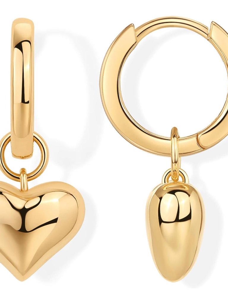 14k Gold Plated 925 Sterling Silver Posts Charm Huggie Earrings For Women | Ligh